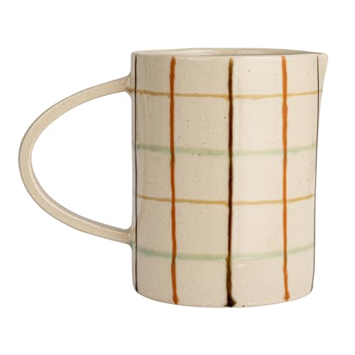 Creative Co-Op 32 Oz. Stoneware Pitcher with Checkered Pattern, Multicolor - style: Pitcher