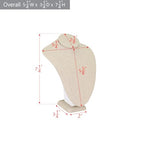 MOOCA Jewelry Display Stand, 2 Pcs Set Tan Linen Covered Wood, Necklace Bust, 7 in Height - color: 6) Tan Linen, 2 pieces