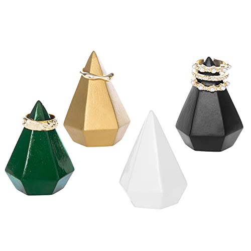 MyGift Modern Cone Shaped Ring Holders, Decorative Multi-Colored Pastel Prism Style Jewelry Display Stands, Set of 4 - color: Multicolored -4