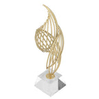 Spiral Mesh Sculpture Gold Abstract Art Decor Modern Luxury Home Decoration Desk Shelf Figurines 10.2 Inch for Living Room Bedroom Office (Crystal White) - size: Crystal White