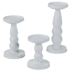 White Resin Candle Holder Set (3 Hand Painted Pieces) Wedding and Home Decor