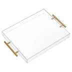 11"x14" Clear Acrylic Serving Tray with Golden Handles, Sturdy Huge Capacity Acrylic Tray for Coffee, Juice, Kitchen and Desk Organizer (11"x14") - size: 14" x 11" x 2"