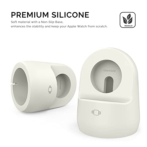 AhaStyle iWatch Stand Silicone Charging Dock Holder for Apple Watch Ultra 3, Ultra 2, Ultra, SE3, SE2, SE, Series 11 10 9 8 7 6 5 4 3 2 1 (49/46/45/44/42/41/40/38mm), Supports Nightstand Mode - color: Starlight
