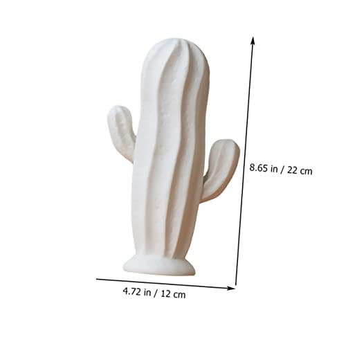VOSAREA Ceramic Cactus Figurine Minimalist Cactus Statue Porcelian Collectible Art Sculpture Jewelry Holder Centerpiece Ornament for Porch Home Office Decor White Minimalist Home Decor