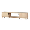 Walker Edison Arundo Fluted TV Stand for TVs up to 80 Inches, 70" TV Stand, Coastal Oak - color: Coastal Oak, size: 70" TV Stand