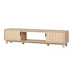 Walker Edison Arundo Fluted TV Stand for TVs up to 80 Inches, 70" TV Stand, Coastal Oak - color: Coastal Oak, size: 70" TV Stand