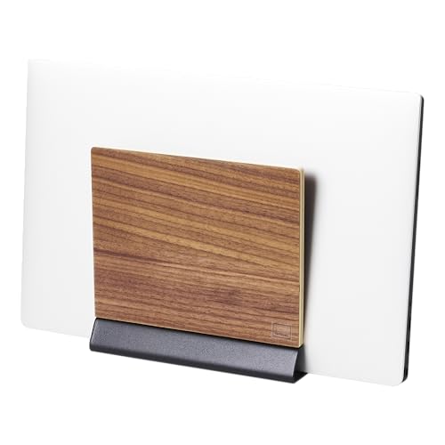 Yamazaki Home Rin Portable Laptop Holder Stand for Desk in Bedroom Or Office, Wooden Storage Station - Steel + Wood - color: brown (french toast 19-1012tcx)