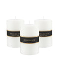 3×4 White Pillar Candles Set of 3 Unscented Handpoured Weddings, Home Decoration, Restaurants, Spa, Church Smokeless Cotton Wick - size: 3×4 white