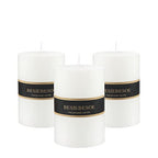 3×4 White Pillar Candles Set of 3 Unscented Handpoured Weddings, Home Decoration, Restaurants, Spa, Church Smokeless Cotton Wick - size: 3×4 white