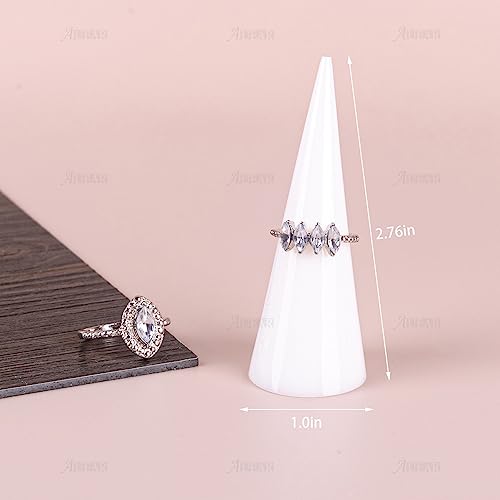 AUEAR, 6 Pack Acrylic Ring Holder Cone Display Jewlery Stands Finger Rings Showcase Stand for Jewelry (White) - color: White, size: 6 Pack