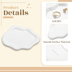 Patelai Ceramic Jewelry Tray Set of 2, Trinket Dish Decorative Cloud Vanity Key Tray for Ring Holder Cute Jewelry Plate Bowl Birthday Gifts for Mom Women Aesthetic Room Decor, White