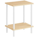 HOOBRO End Table, Small Side Table, Nightstand with 2-Layer Storage Shelves, Sofa Table for Small Spaces, Living Room, Bedroom, Stable Frame, Easy Assembly, Natural and White WN09BZ01 - color: Natural + White