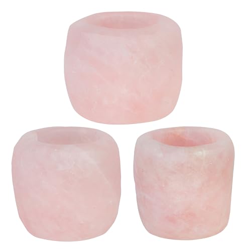 rockcloud Natural Raw Rose Quartz Taper Tea Light Candle Holder Air Plant Holder Healing Stone Home Decoration Figurine - color: Pink