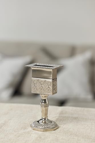 Nickel Havdalah Candle Holder 5.6 Inches Octagon Havdalah Candle Holder, Elegant Jewish Hanukkah Candleholder Stand - color: Octagon Havdalah 1