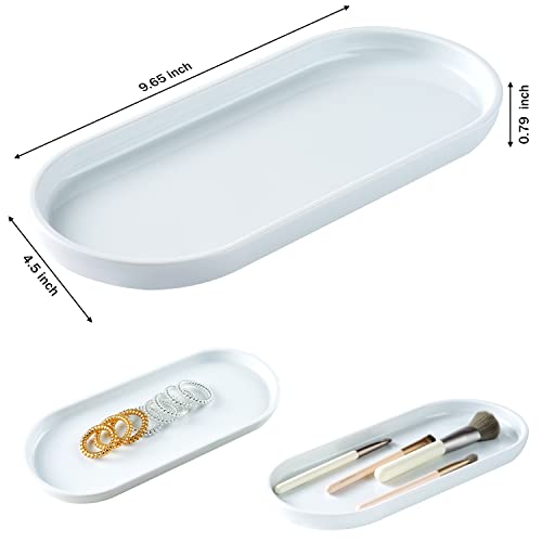 SheeChung Acrylic Vanity Tray Bathroom Storage Tray, 9.65 in x 4.5 in Catchall Holder, Countertop Sink Dispenser Organizer for Cabinet, Vanity, Shelf, Cupboard, or Closet Organization (2 Pack, White) - color: White Acrylic, size: 2 Pack (9.65" x 4.5" x 0.
