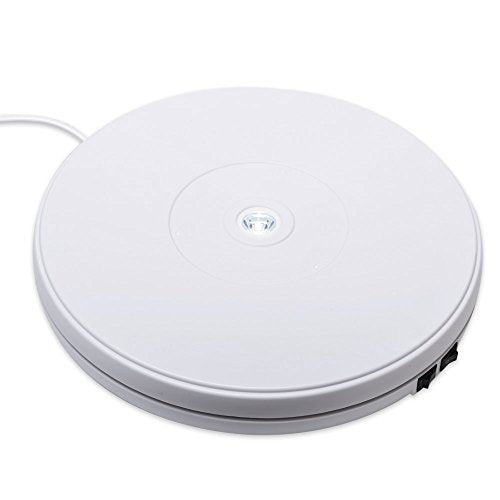 fotoconic White Electric Motorized Rotating Turntable Display Stand with LED, Type-C Cable, 10 Inch / 25cm Diameter, 20 Lbs Centric Loading for Shop Display - size: White 10", 20 Lb Max Loading