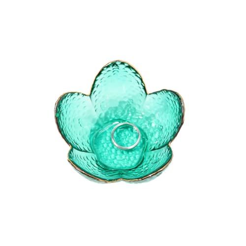 Green Flower Jewelry Ring Dish Tray,Decorative Glass Trinket Dish,Room Decor Aesthetic, Modern Accent Tray for Vanity(Green A) - color: Green A