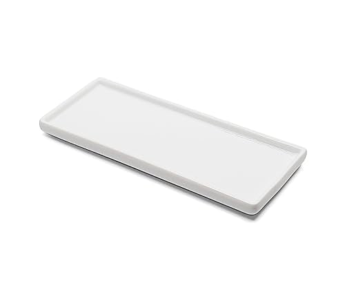 9.2" Porcelain Small Bathroom Tray, Ceramic Countertop and Vanity Tray for Cosmetics, Perfume, Jewelry, Candle - Kitchen Soap Tray for Kitchen Counter (White) - color: White, size: 9.2" x 3.6" x 0.6"