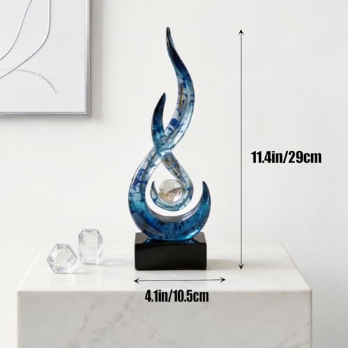 Modern Abstract Art Table Decoration,Resin Flame Statue Modern Centerpiece Ornaments for Living Room Great Gift Idea Home Decor,Collectibles (Blue foil) - color: Blue Foil