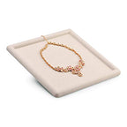 Oirlv Top Microfiber Jewelry Tray Square Nightstand Organizer Rings Earrings Necklace Trinket Storage Tray Showcase Jewelry Display (Beige) - color: Beige