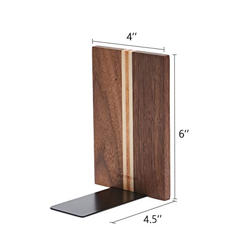 Pandapark Wood Decorative Bookends,Non-Skid Bookend for Shelves,Heavy Duty Bookends,Book Stand for Books/CDs,1 Pair - color: Walnut Artist
