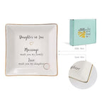 HOME SMILE Mother's Day Wedding Valentine Gifts for Daughter In Law From Mother In Law,Ceramic Ring Dish jewelry Tray,-Marriage Made You My Family,Love Made You My Daughter - style: Daughter In Law
