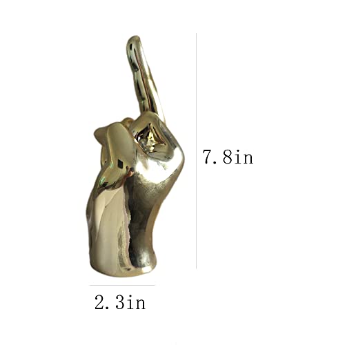 Gold Decor Resin Finger Statue 7.8" Hand Sculpture for Table,Desk, Gifts