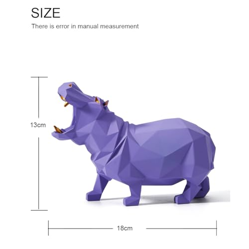 HAUCOZE Hippo Statue Animal Sculpture Figurine Modern Home Decor Table Art Gift for Bedroom Living Room Purple Polyresin 7.1 Inch - color: Purple