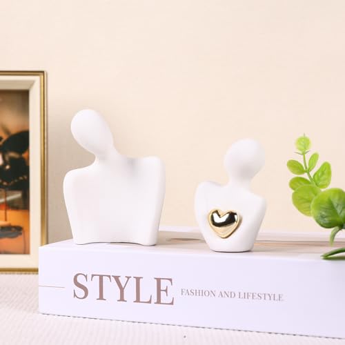 Mini Couple Statue - Ceramic Romantic Couple in Love Figurines for Decor Bedroom, TV Cabinet, Wedding Valentines Gift, Small Knick Knacks for Home Decor Shelve (3.15" White) - color: 3.15" White