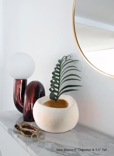 Serene Spaces Living Sienna Ivory Cement Bowl, Decorative Planter, 6" Diameter x 3.5" Tall - size: Pack 1