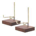 Hipiwe 2Pcs Wooden Base Display Stand Adjustable Metal Arms Display Stand Easel Decorative Plates Display Easel Holder for Crystal Fossil Slice Coral Geodes Rock Mineral Agate,Medium