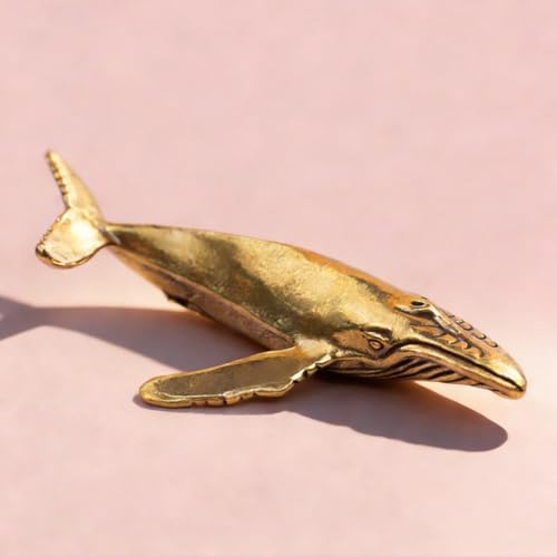 Vintage Mini Ocean Whale Brass Figurine Cute 3D Aminal Statues for Home Office Table Desk Mantle Decor Tea Pet Decoration Funny Gifts for Women Men Friend (HTBJ3588) - color: Fdjlcs3588