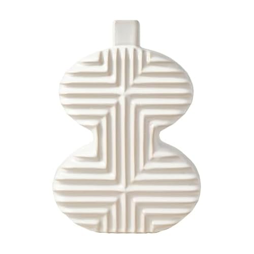 Mikasa Geometric Curve Stoneware Ceramic Vase, 7.72x2.72x10.83 Inch - size: 10.8 Inch