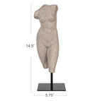 Creative Co-Op Sculptural Resin Female Figure on Metal Stand, Grey - color: Grey Finish