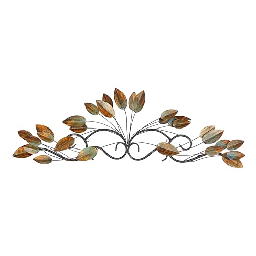 Deco 79 Metal Leaf Home Wall Decor Wall Sculpture, Wall Art 34" x 1" x 10", Brown - color: Brown, size: 34"L x 34"W