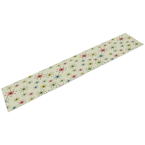 Mid Century Table Runner, Flag Retro Atomic Starburst 1950s Abstract Geometric Space Tabletop Decoration for Home Kitchen Restaurant Table Flag 13x36 Inch - color: Mid Cat-3, size: W13x36L