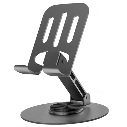 Universal Metal Cell Phone Stand, Multi-Angel Adjustable 360° Rotation Non-Slip Metal Phone Stand Compatible with iPhone 17 16 Pro Max and All Smartphones (Grey) - color: Grey