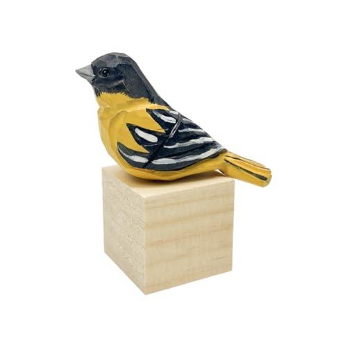 Hand Carved Bird Figurines, Hand-painted Sculpted Wooden Birds, Wood Bird Sculptures for Home Decoration, Hand Crafted Life Like Bird Statues, Ideal Gifts for Bird Lovers (Baltimore Oriole)