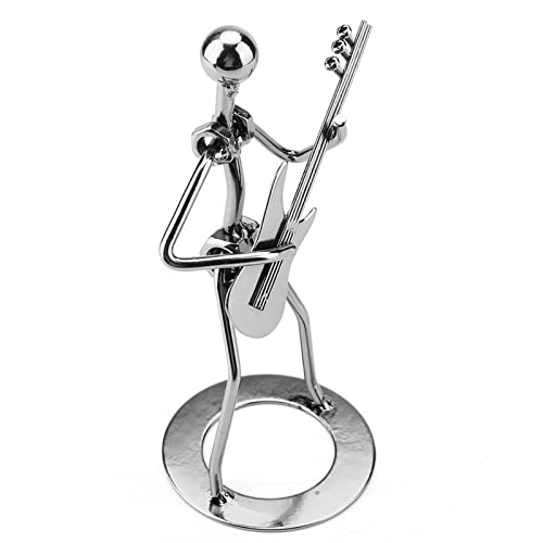Small Iron Sculpture Metal Musician Player Collectible, Metal Musician Guitar Player Statue, Guitar Collectible Figurine Hand Soldering Home Decor Art Iron Statue Crafts Gifts