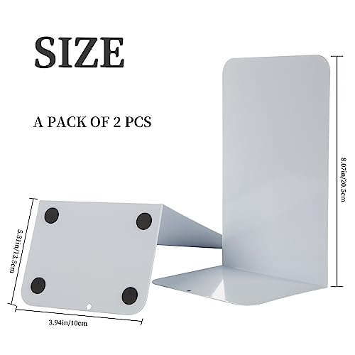 Metal Book Ends Bookend for Shelves Book Holder - color: White