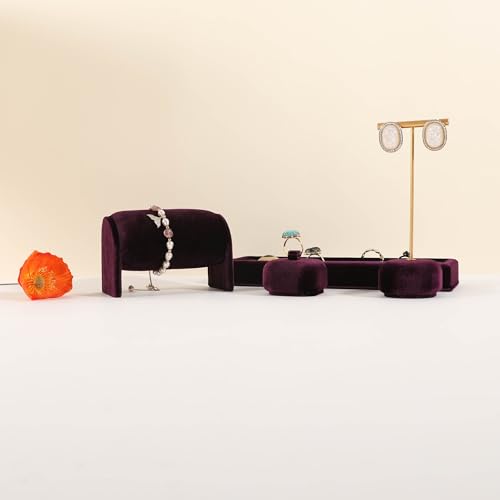 Velvet Watch Display Stand for Selling, Bracelet Storage Organizer for Boutique Store, Woman Jewelry Bangle Holder for Home Decor【Purple】 - color: Purple