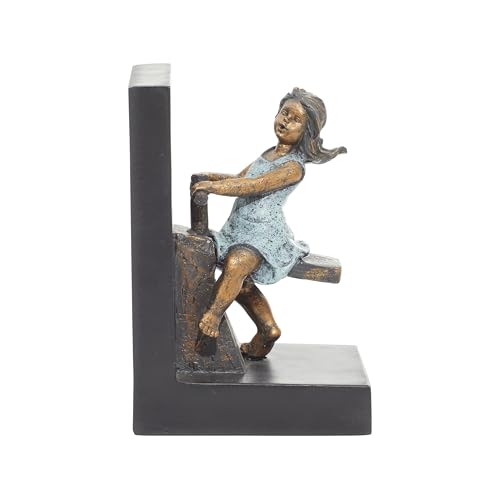Deco 79 Polystone People Bookends with Swing Set, Set of 2 5"W, 8"H, Brown