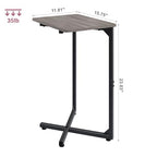 NEFROM C-Shaped End Table, Small Couch Side Table, Sofa TV Tray Table for Living Room, Bedroom, Bedside ET-X-GYW1 - color: Greige
