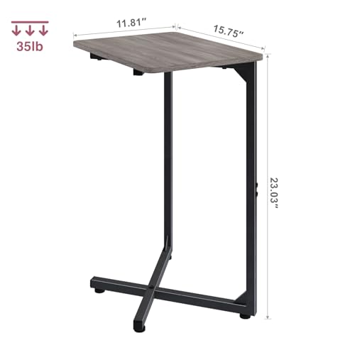 NEFROM C-Shaped End Table, Small Couch Side Table, Sofa TV Tray Table for Living Room, Bedroom, Bedside ET-X-GYW1 - color: Greige