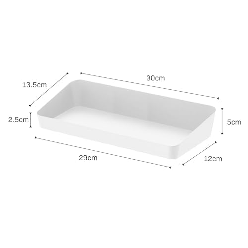 Yamazaki Home Tower Space Saving Vanity Tray - 5.25" X 11.75" - Steel - color: White, size: 5.3" x 11.8" x 2"
