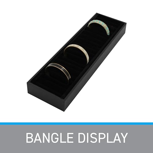 SSWBasics Bracelet Tray Holder - 21 Section Bangle Tray with Black Velvet Inserts