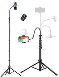 Phone Tripod, 86" Tall Tripod for iPhone with Flexible Gooseneck & Remote, Portable Aluminum Cellphone Stand for Selfies, Video Recording,Travel, Compatible with iPhone Android - size: 86 inch