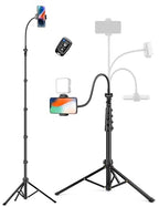 Phone Tripod, 86" Tall Tripod for iPhone with Flexible Gooseneck & Remote, Portable Aluminum Cellphone Stand for Selfies, Video Recording,Travel, Compatible with iPhone Android - size: 86 inch