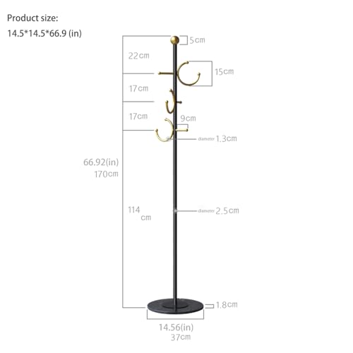 BUZUYE Modern Coat rack with marble base,Coat rack freestanding heavy duty with gold hooks,Entryway coat rack stand Coat Tree freestanding coat hanger stand for Hanging Clothes, Hats, Bags - style: Earring hook