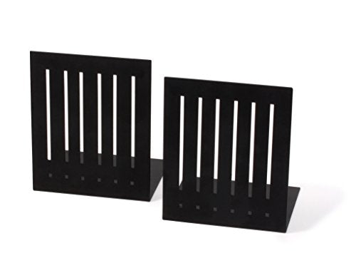 Spectrum Heavy Bookends for Book Shelves Cookbooks Vinyl Records, No Skid Heavy Duty Metal Decorative Book Stopper Sturdy Steel Holder for Home Office Large Bookends for Heavy Books, Black - color: Black
